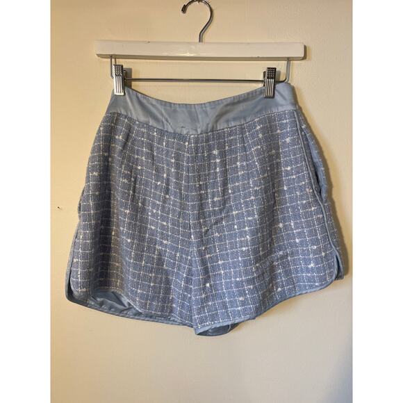 RTR Emporio Armani Sz 44 / Large Blue Boucle Gathered Pull-On Shorts  tweed - Picture 7 of 7